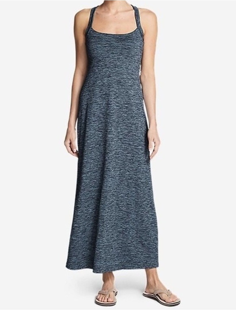 NWOT EDDIE BAUER Sleeveless Maxi Dress, Strap Back, Shelf Support, Exercise